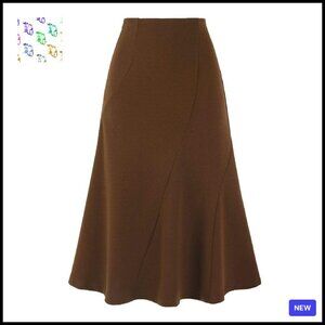 High Waisted Fishtail Midi Skirt Elegant Business Casual Panel Work Wear